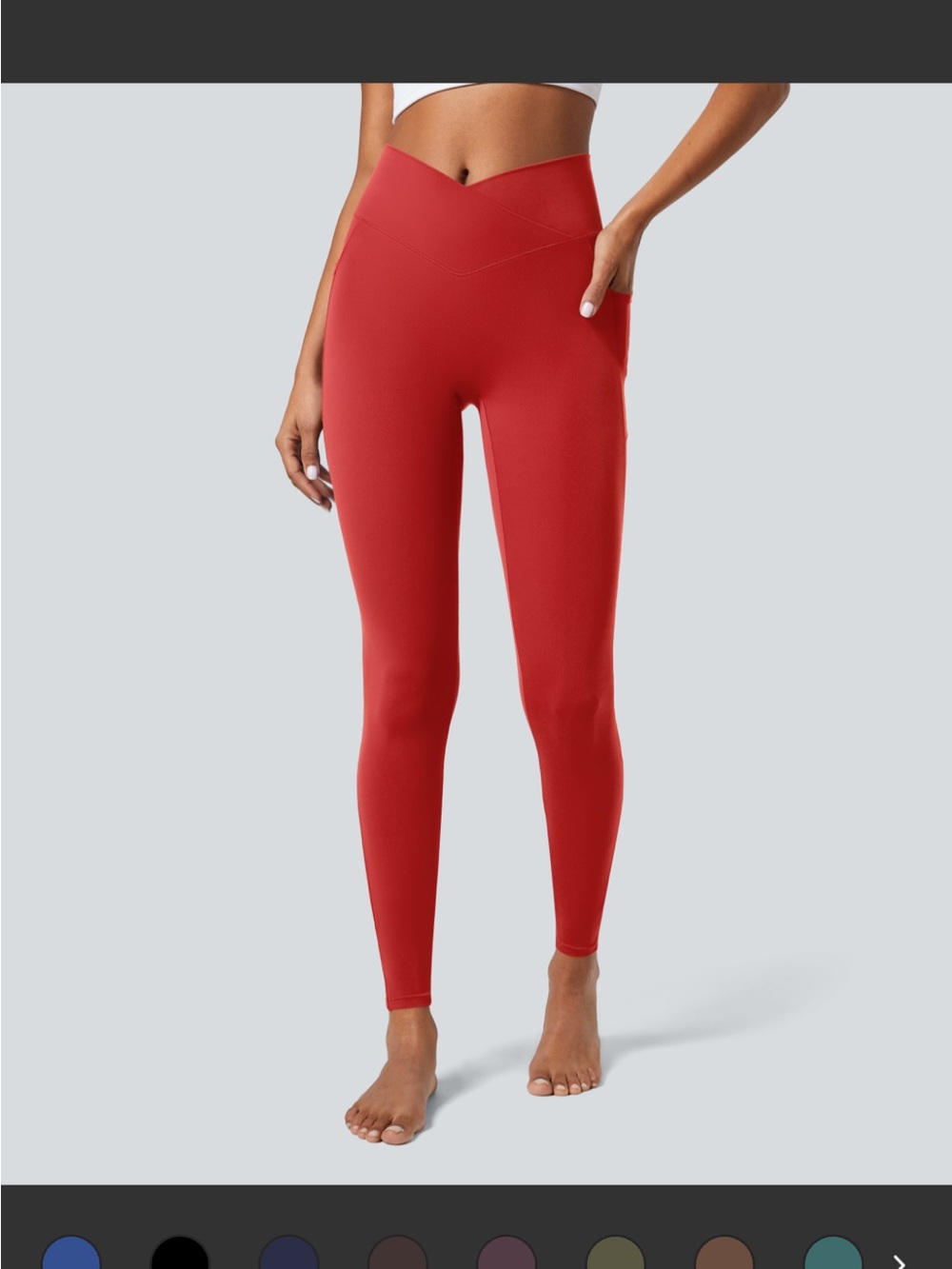 HALARA V-Front High-Waist Leggings in Red